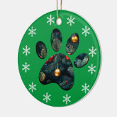 Omkeerbare sneeuw vakantie kerst hond Paw Keramisch Ornament (Links)