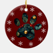 Omkeerbare sneeuw vakantie kerst hond Paw Keramisch Ornament (Achterkant)