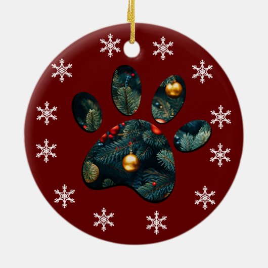 Omkeerbare sneeuw vakantie kerst hond Paw Keramisch Ornament (Achterkant)