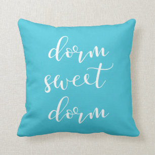 Omkeerbare Turquoise en White Dorm Sweet Dorm Kussen