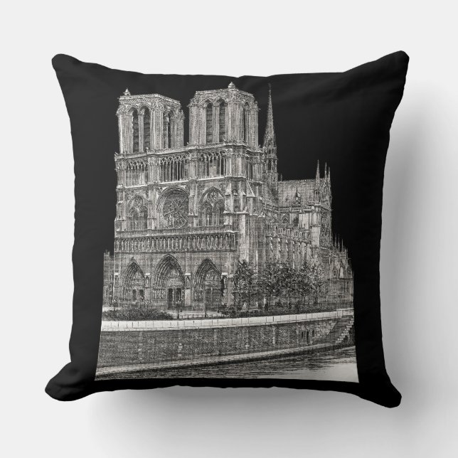 Omkeerbare tweekleurige elegante Notre Dame de Par Kussen (Voorkant)