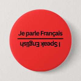 Omkeerbare tweetalige Frans Engels "Ik spreek" spe Ronde Button 7,6 Cm