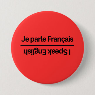 Omkeerbare tweetalige Frans Engels "Ik spreek" spe Ronde Button 7,6 Cm