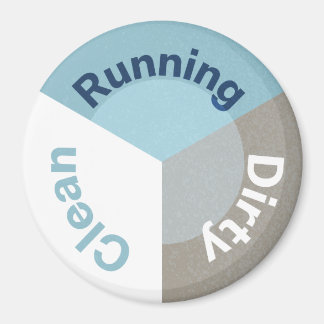 Omkeerbare vaatwasser die schoon vuile blauw loopt magneet