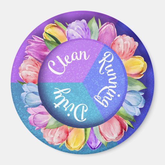 Omkeerbare Vaatwasser Tulpen Clean Borden Keuken Magneet (Voorkant)