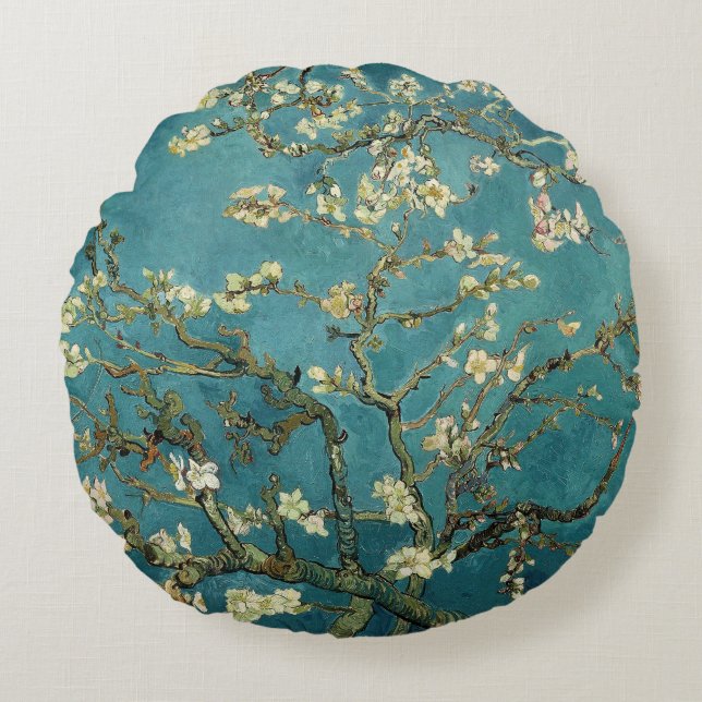  Omkeerbare Van Gogh Almond Blossom Rond Kussen (Voorkant)