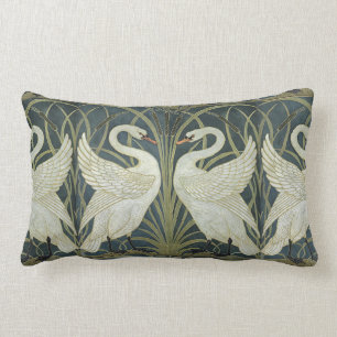 Omkeerbare Vintage Walter Crane Swan Rush en Iris Kussen