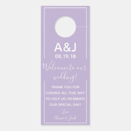 Omkeerbare Welkom & DND Lavendel Wedding Label Deurhanger
