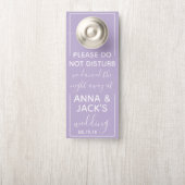 Omkeerbare Welkom & DND Lavendel Wedding Label Deurhanger (Op knop)