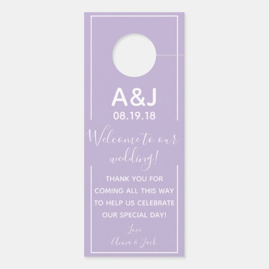 Omkeerbare Welkom & DND Lavendel Wedding Label Deurhanger (Achterkant)