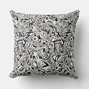 Omkeerbare White/Black Wandering Pattern Cushion Kussen