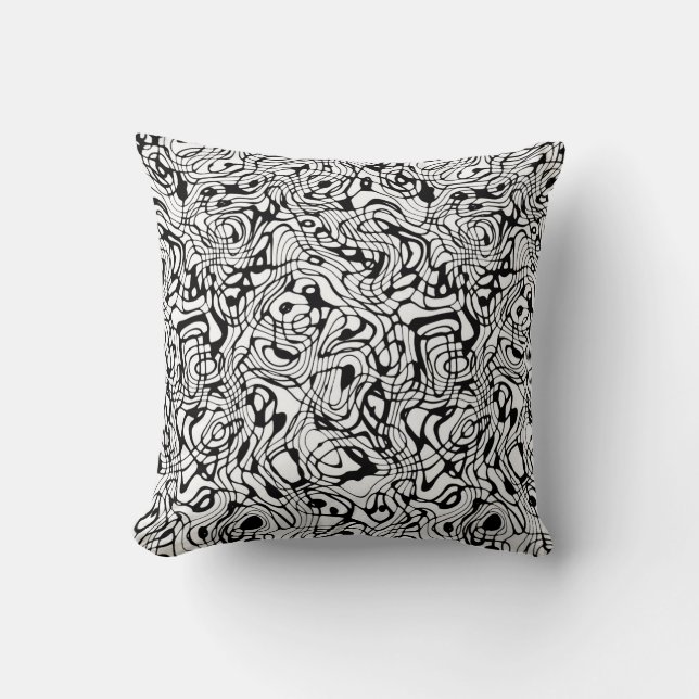 Omkeerbare White/Black Wandering Pattern Cushion Kussen (Voorkant)