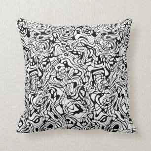 Omkeerbare White/Black Wandering Pattern Cushion Kussen