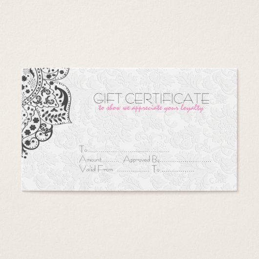 Omkeerbare White & Grey Damasks Gift Kaart (Voorkant)