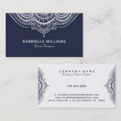 Omkeerbare witte en blauwe Paisley kant Visitekaartje (Voorkant / Achterkant)