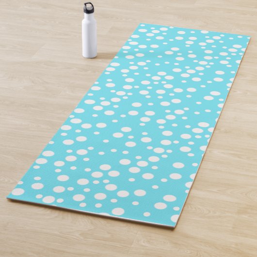 Omkeerbare witte Stippen op Turquoise, roze Yoga M Yogamat (In situ)