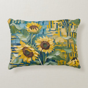 Omkeerbare zonnebloemen - Van Gogh stijl kunstkuss Accent Kussen