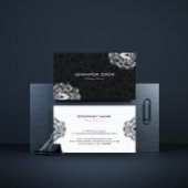 Omkeerbare zwart & wit bloemendamast visitekaartje