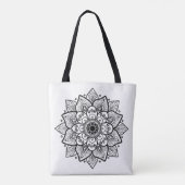 Omkeerbare zwart-wit bloemmandala tote bag (Achterkant)