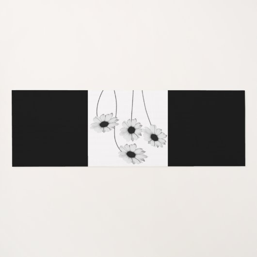 Omkeerbare zwart-wit madeliefjes en jouw naam yogamat (Achterkant (horizontaal))
