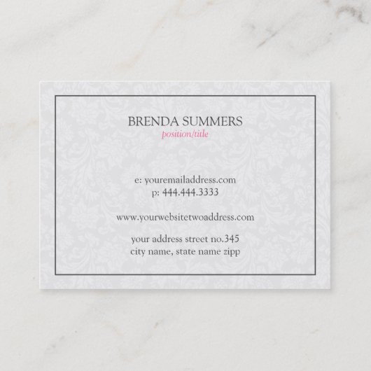 Omkeerbare zwarte en witte vogel visitekaartje (Achterkant)