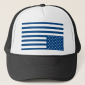 Omlaag Amerikaanse vlag - Blauw Trucker Pet (Voorkant)