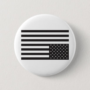 Omlaag Amerikaanse vlag in zwart. Ronde Button 5,7 Cm