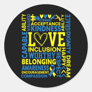 Omlaag bewustzijn Extra chromosoomtoerisme Ronde Sticker