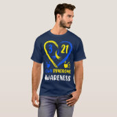 Omlaag bewustzijn Hartblauwe gele kleur T-shirt (Voorkant volledig)