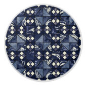 Omlaag bij het Zee (in blauw) Keramische Knop (Voorkant)