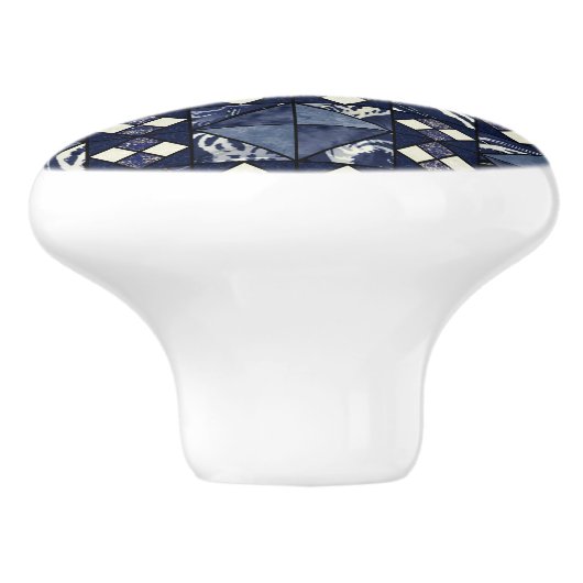 Omlaag bij het Zee (in blauw) Keramische Knop (Zijkant)