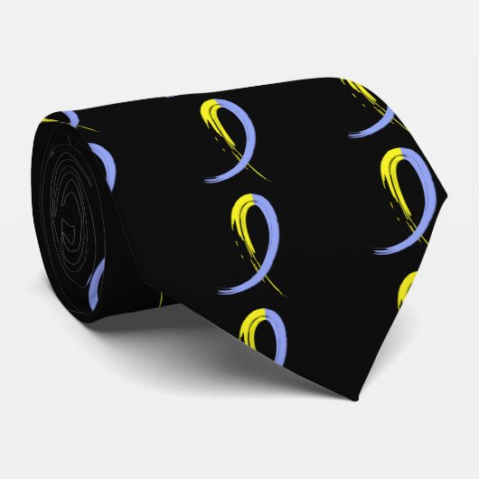 Omlaag blauw en geel lint A4 Stropdas (Opgerold)