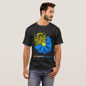Omlaag de gevoeligheid van het syndroom blauw lint t-shirt (Voorkant volledig)