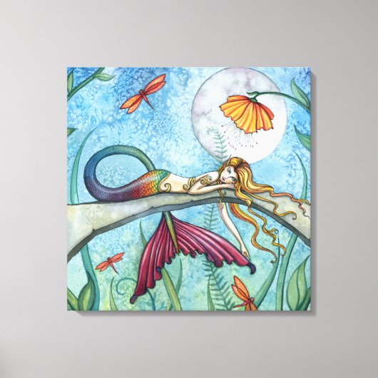 Omlaag door de Pond Mermaid Art van Molly Harrison Canvas Afdruk (Voorkant)