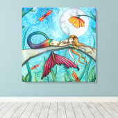 Omlaag door de Pond Mermaid Art van Molly Harrison Canvas Afdruk (Insitu (Houten vloer))