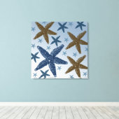 Omlaag door de Zee Starfish Canvas Afdruk (Insitu (Houten vloer))