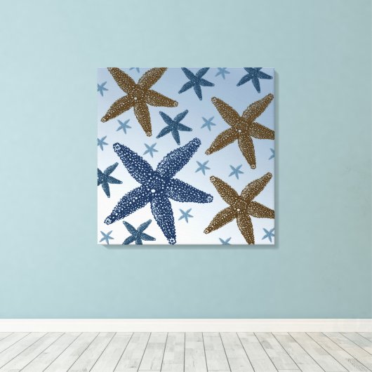 Omlaag door de Zee Starfish Canvas Afdruk (Insitu (Houten vloer))