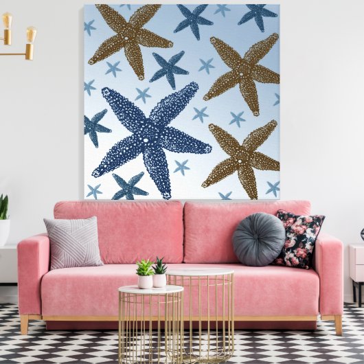 Omlaag door de Zee Starfish Canvas Afdruk (Insitu (Woonkamer))