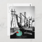 "Omlaag door het briefkaart van de rubbereend van (Voorkant / Achterkant)