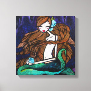"Omlaag door het water" omhuld canvas, 12 x 12 inc Canvas Afdruk