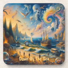 Omlaag door het Zee: een surrealistisch kustdrooml Bier Onderzetter