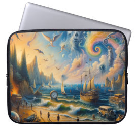 Omlaag door het Zee: een surrealistisch kustdrooml Laptop Sleeve