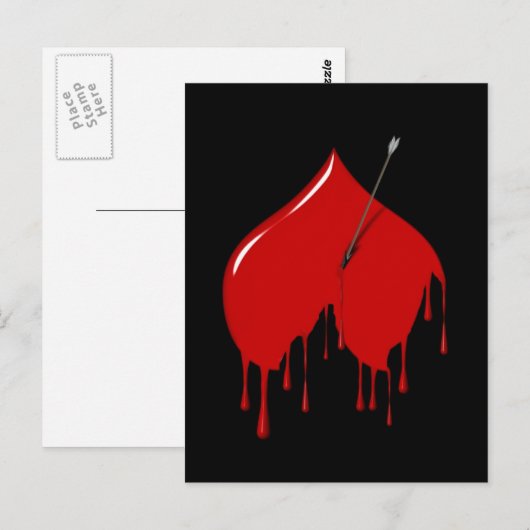 Omlaag hart (tekst toevoegen) briefkaart (Voorkant / Achterkant)