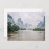 Omlaag in de Yangshuo-rivier Briefkaart (Voorkant / Achterkant)