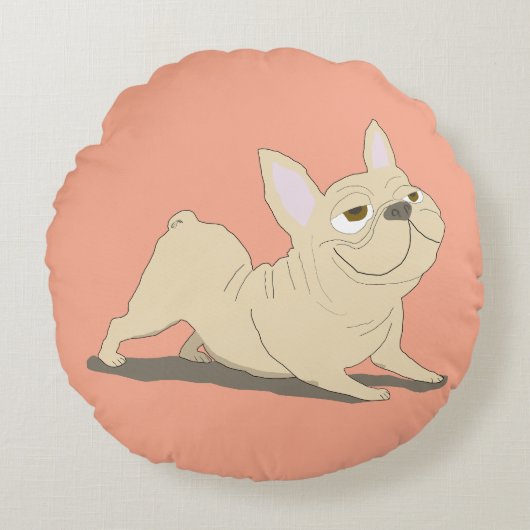 Omlaag kijkende hond rond kussen (Voorkant)
