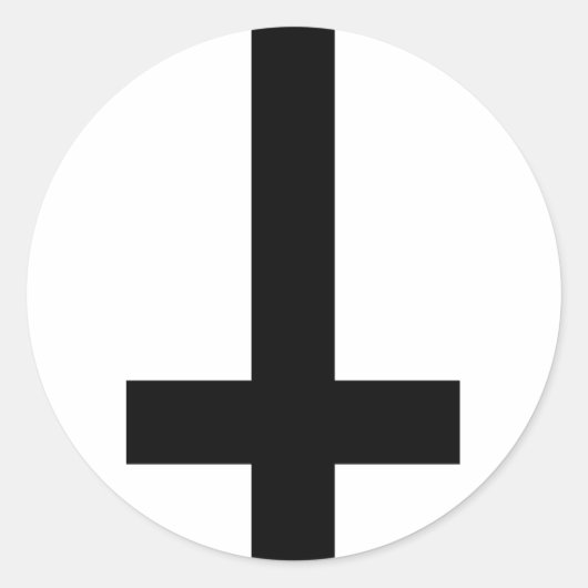 Omlaag Kruis Ronde Sticker (Voorkant)