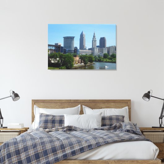 Omlaag met de OH Colour Canvas Print River Clevela (Insitu (Slaapkamer))