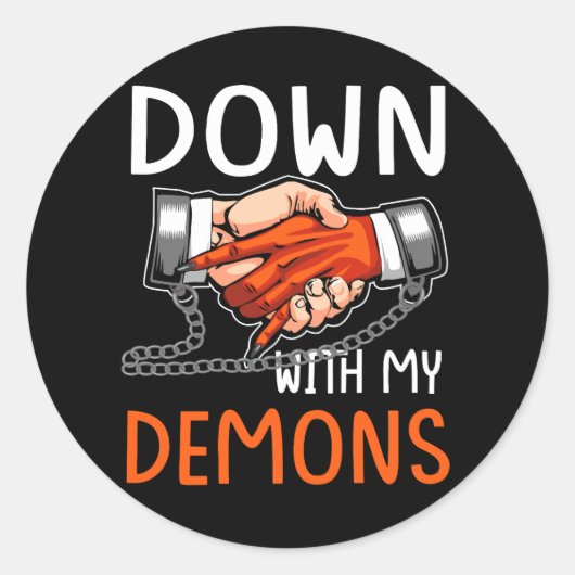 Omlaag met mijn demon Deal Handshake Aesthetische  Ronde Sticker (Voorkant)