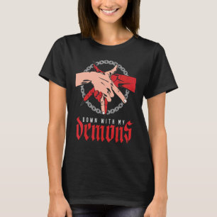 Omlaag met mijn demon Deal Handshake Aesthetische T-shirt