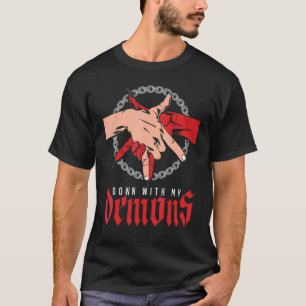 Omlaag met mijn demon Deal Handshake Aesthetische T-shirt